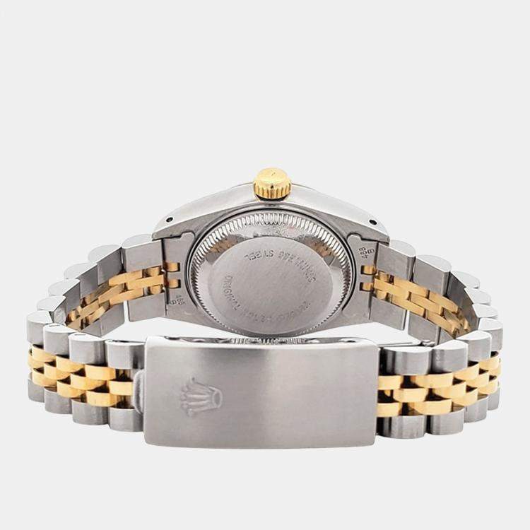 Pre Owned Rolex Datejust 69173 Automatic Black 18k Yellow Gold Stainless Steel Women's Wristwatch 26 mm