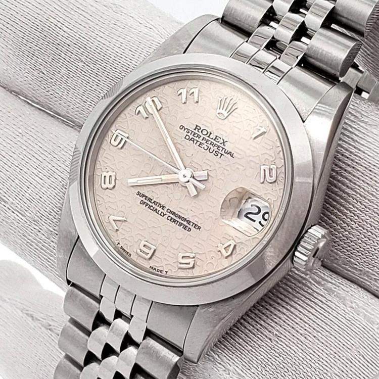 Pre Owned Rolex Datejust 68240 Automatic Cream Stainless Steel Women's Wristwatch 31 mm