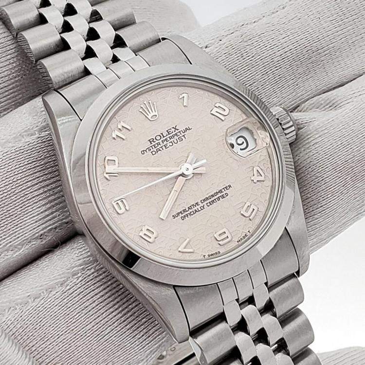 Pre Owned Rolex Datejust 68240 Automatic Cream Stainless Steel Women's Wristwatch 31 mm