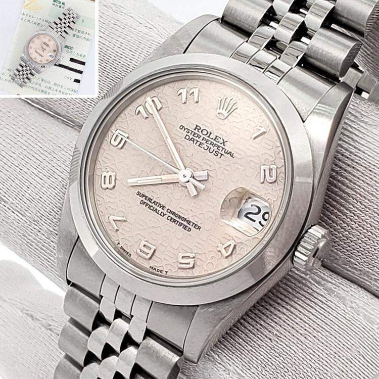 Pre Owned Rolex Datejust 68240 Automatic Cream Stainless Steel Women's Wristwatch 31 mm