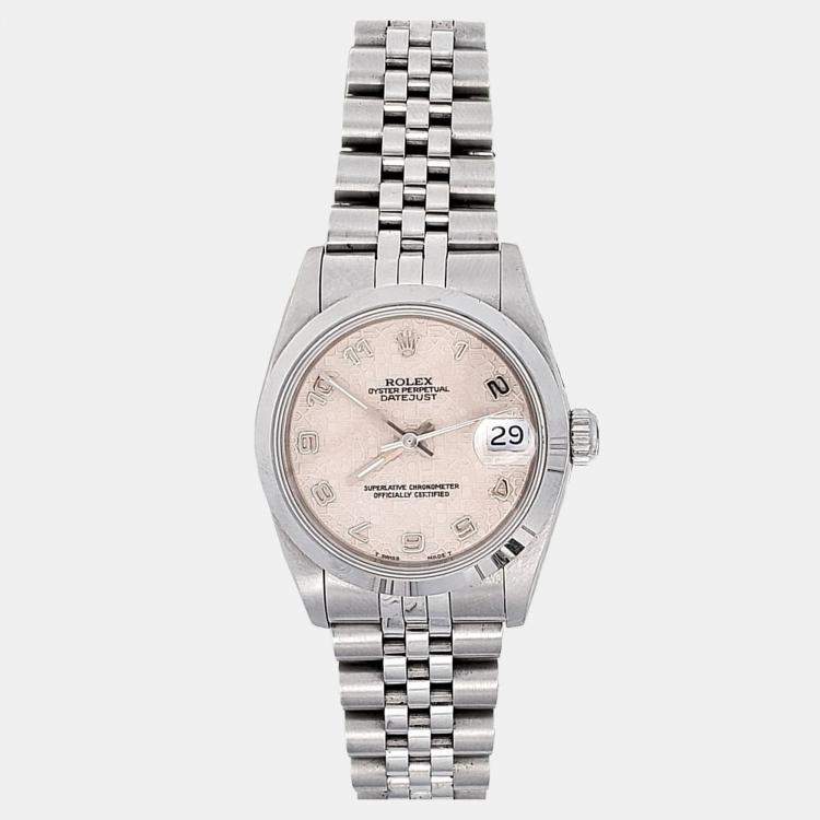 Pre Owned Rolex Datejust 68240 Automatic Cream Stainless Steel Women's Wristwatch 31 mm