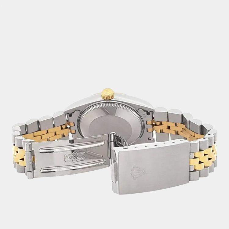 Pre Owned Rolex Datejust 68273 Automatic Grey 18k Yellow Gold Stainless Steel Women's Wristwatch 31 mm