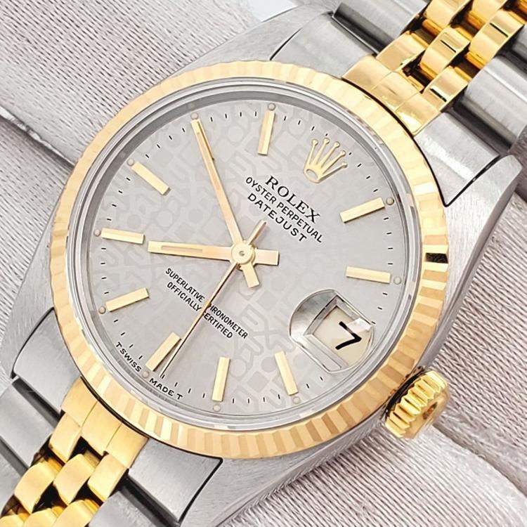 Pre Owned Rolex Datejust 68273 Automatic Grey 18k Yellow Gold Stainless Steel Women's Wristwatch 31 mm