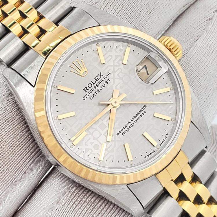 Pre Owned Rolex Datejust 68273 Automatic Grey 18k Yellow Gold Stainless Steel Women's Wristwatch 31 mm