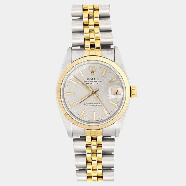 Pre Owned Rolex Datejust 68273 Automatic Grey 18k Yellow Gold Stainless Steel Women's Wristwatch 31 mm