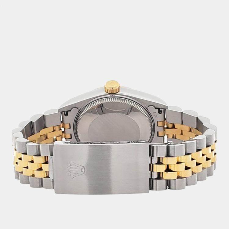 Pre Owned Rolex Datejust 68273 Automatic Grey 18k Yellow Gold Stainless Steel Women's Wristwatch 31 mm
