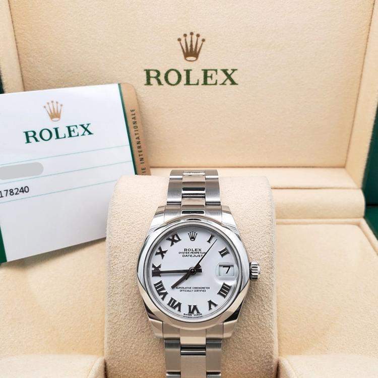 Pre Owned Rolex Datejust 178240 Automatic White Stainless Steel Women's Wristwatch 31 mm