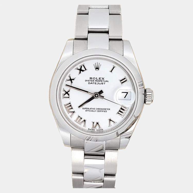 Pre Owned Rolex Datejust 178240 Automatic White Stainless Steel Women's Wristwatch 31 mm