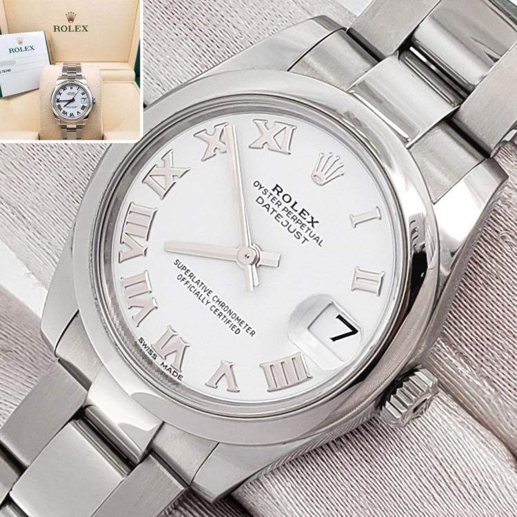 Pre Owned Rolex Datejust 178240 Automatic White Stainless Steel Women's Wristwatch 31 mm