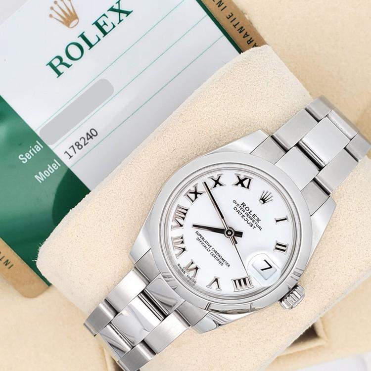 Pre Owned Rolex Datejust 178240 Automatic White Stainless Steel Women's Wristwatch 31 mm