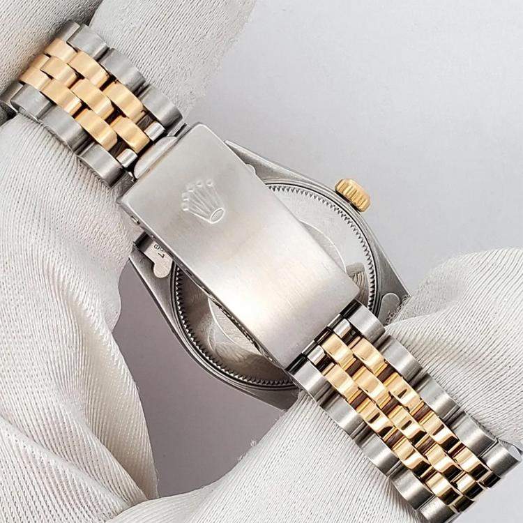 Pre Owned Rolex Datejust 68273 Automatic Champagne 18k Yellow Gold Stainless Steel Women's Wristwatch 31 mm