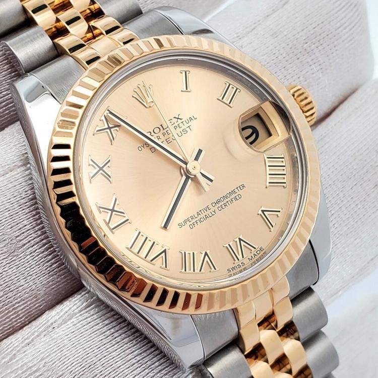 Pre Owned Rolex Datejust 178273 Automatic Champagne 18K Yellow Gold Stainless Steel Women’s Wristwatch 31 mm