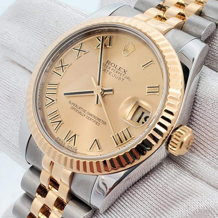 Pre Owned Rolex Datejust 178273 Automatic Champagne 18K Yellow Gold Stainless Steel Women’s Wristwatch 31 mm