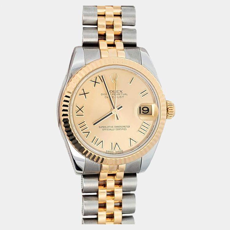 Pre Owned Rolex Datejust 178273 Automatic Champagne 18K Yellow Gold Stainless Steel Women’s Wristwatch 31 mm