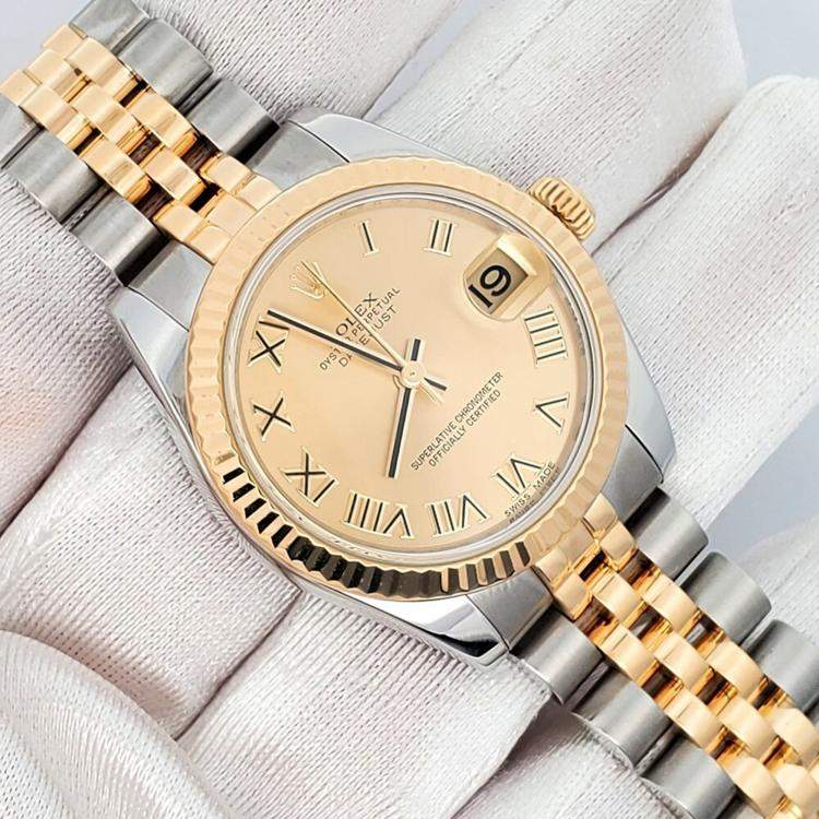 Pre Owned Rolex Datejust 178273 Automatic Champagne 18K Yellow Gold Stainless Steel Women’s Wristwatch 31 mm
