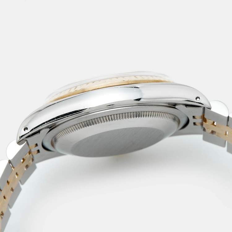 Pre Owned Rolex Champagne Diamond 18K Yellow Gold Stainless Steel Datejust 16233 Unisex Wristwatch 36 mm