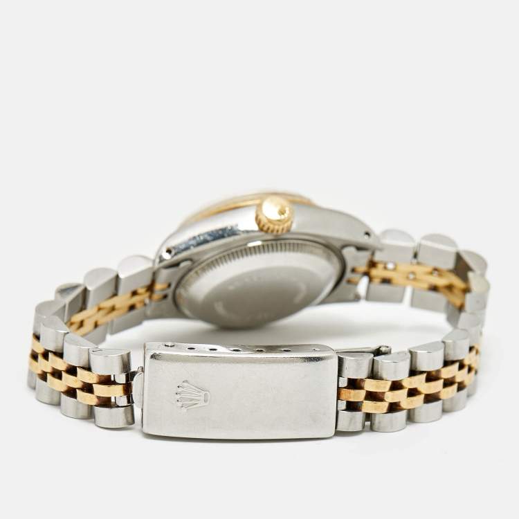 Pre Owned Rolex Datejust 69173 Champagne Dial Diamond 18k Yellow Gold Stainless Steel Women's Wristwatch 26 mm
