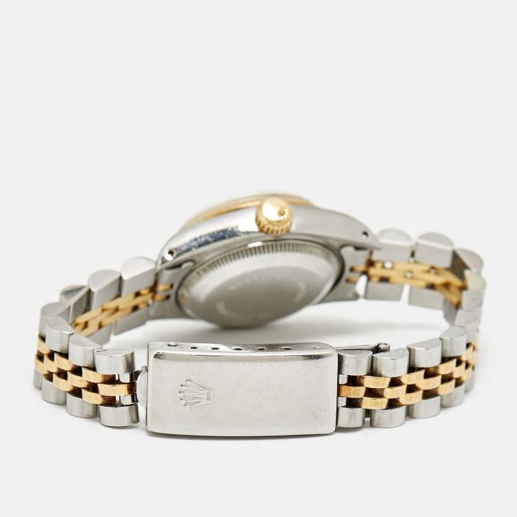 Pre Owned Rolex Datejust 69173 Champagne Dial Diamond 18k Yellow Gold Stainless Steel Women's Wristwatch 26 mm
