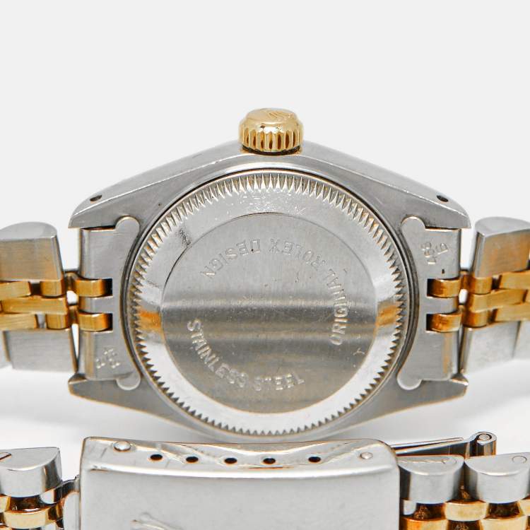Pre Owned Rolex Datejust 69173 Champagne Dial Diamond 18k Yellow Gold Stainless Steel Women's Wristwatch 26 mm