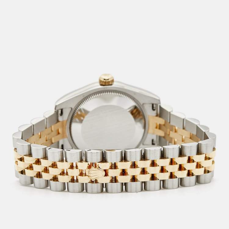 Pre Owned Rolex Datejust 178273-0020 Black Dial Diamond 18K Yellow Gold Stainless Steel Women's Wristwatch 31 mm