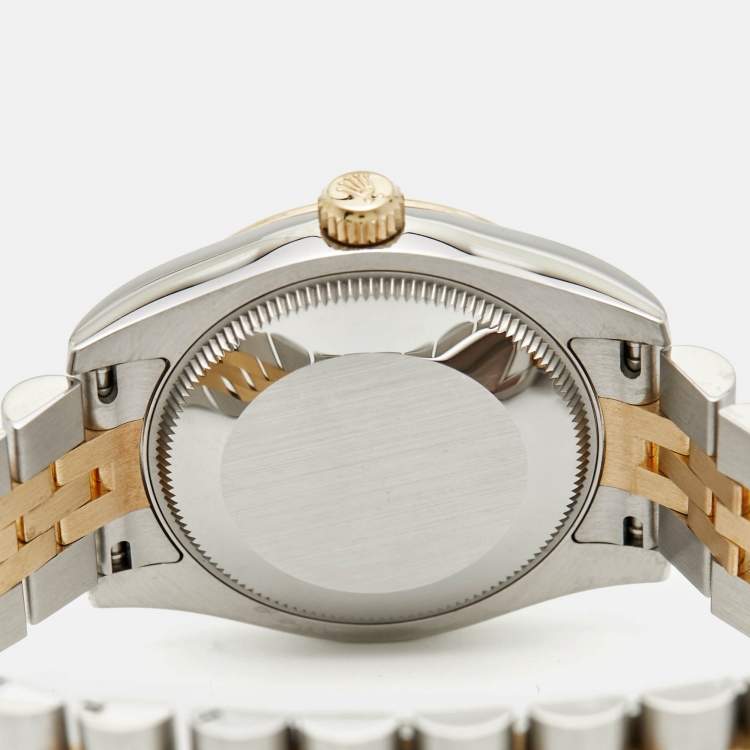 Pre Owned Rolex Datejust 178273-0020 Black Dial Diamond 18K Yellow Gold Stainless Steel Women's Wristwatch 31 mm