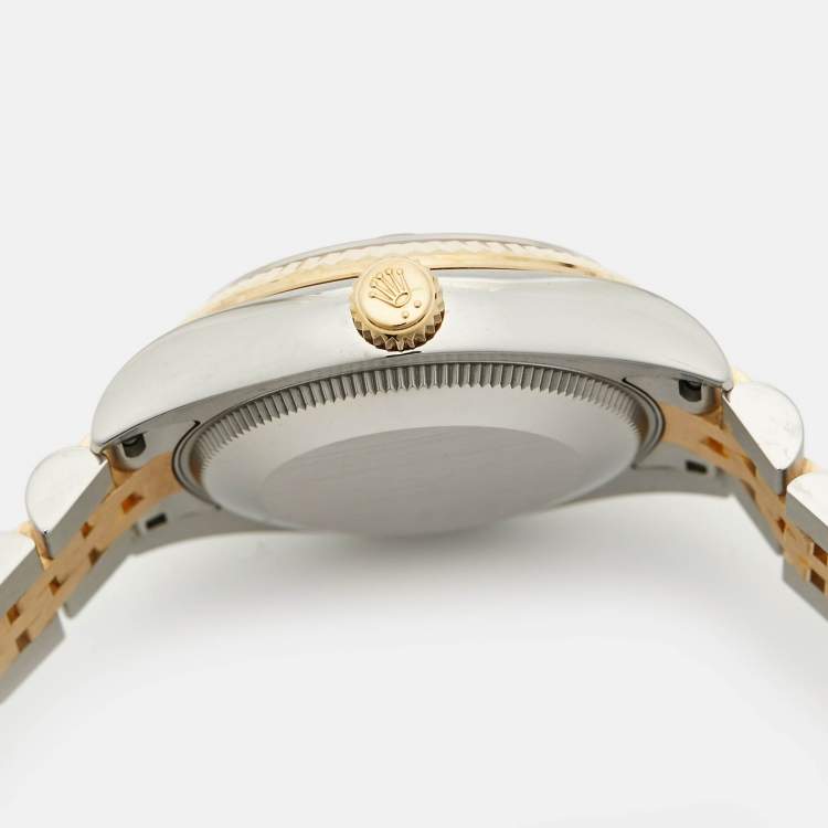 Pre Owned Rolex Datejust 178273-0020 Black Dial Diamond 18K Yellow Gold Stainless Steel Women's Wristwatch 31 mm