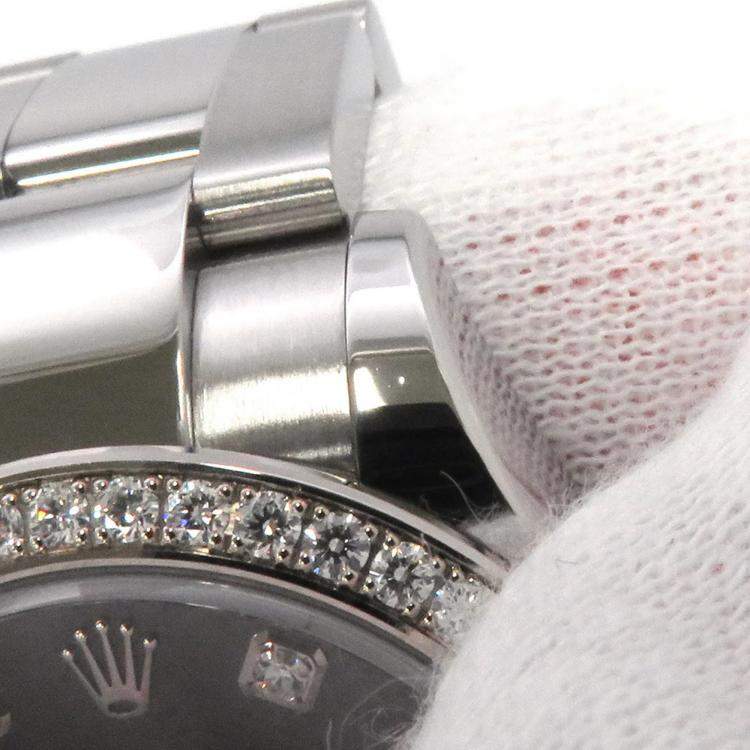 Pre Owned Rolex Datejust 279384RBR Automatic Grey 18k White Gold Stainless Steel Women's Wristwatch 28 mm