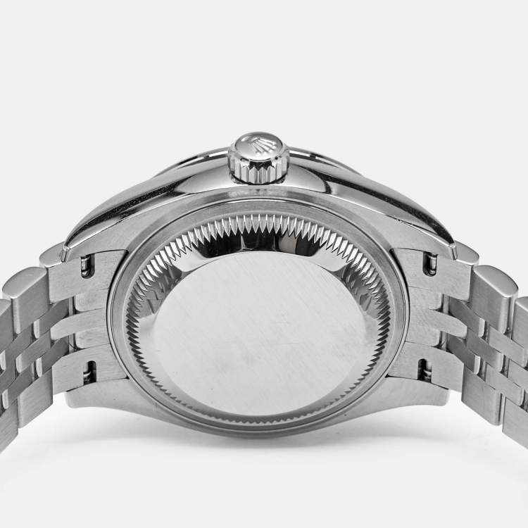 Pre Owned Rolex Pink 18k White Gold Diamond Oystersteel Datejust 279384RBR Women's Wristwatch 28 mm 