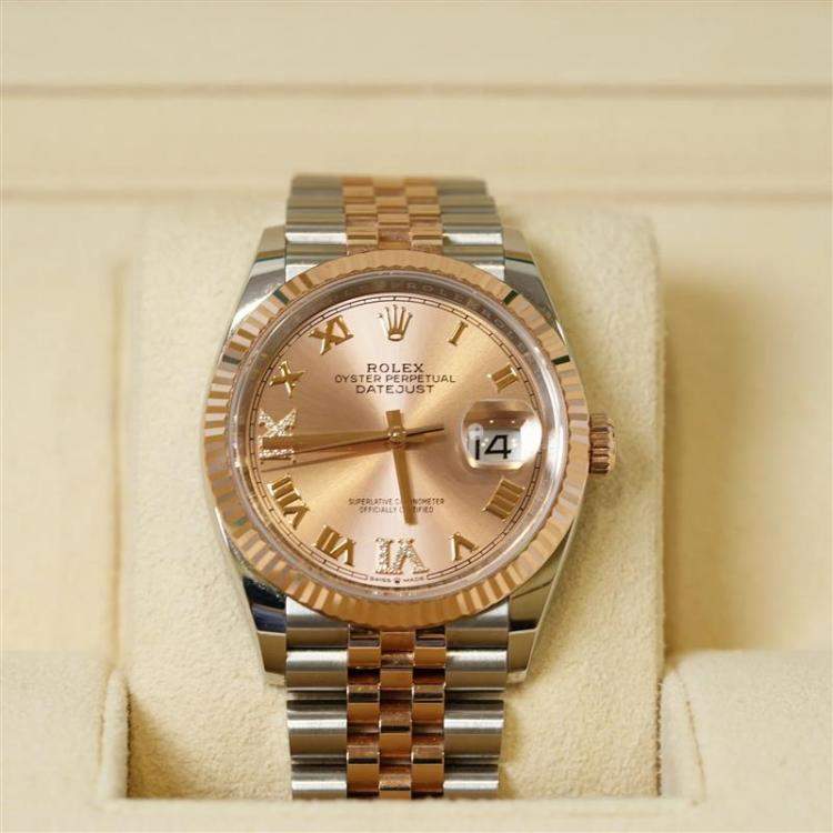 Pre Owned Rolex Datejust 126231-0027 Automatic Pink Diamond 18K Rose Gold Stainless Steel Women’s Wristwatch 36 mm