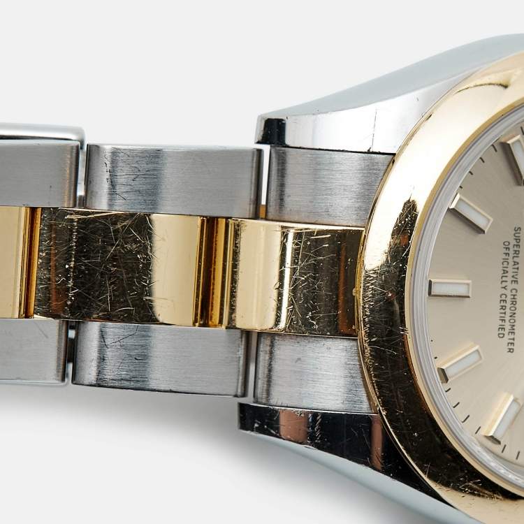 مملوكة مسبقًا ساعة يد نسائية رولكس ديت جست M279163-0002 ذهب أصفر عيار 18 أويسترستيل شامبانيا 28مم