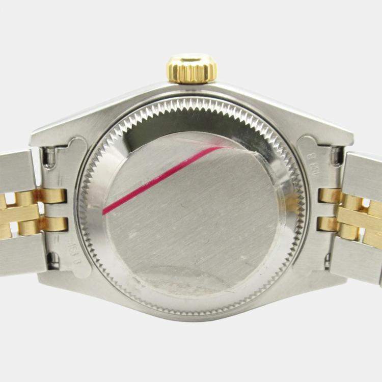 Pre Owned Rolex Datejust 69173 Automatic White 18k Yellow Gold Stainless Steel Women's Wristwatch 26 mm