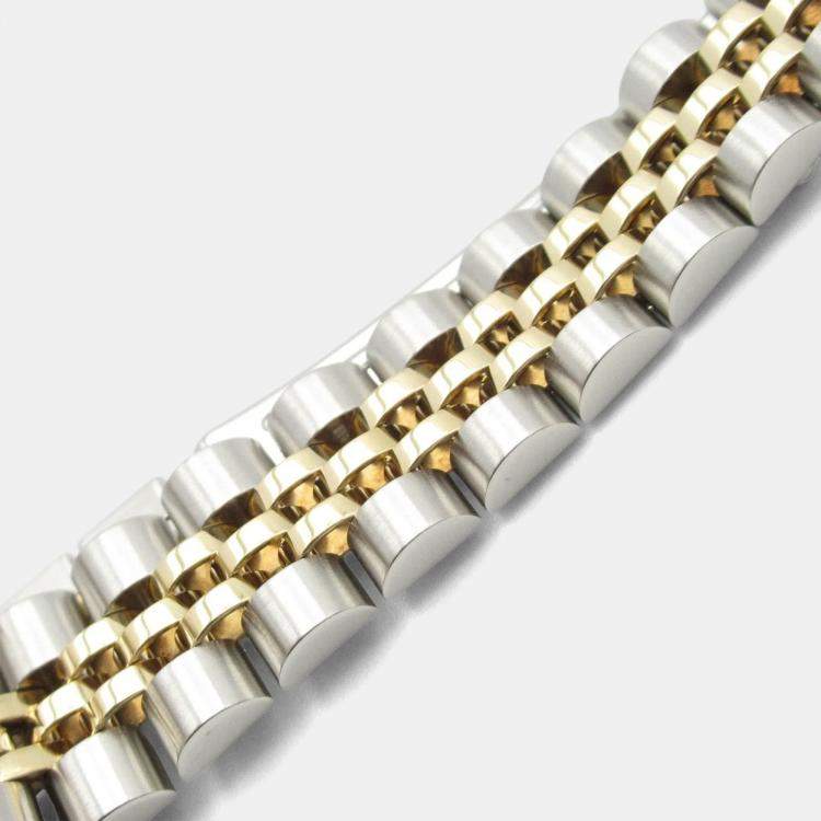 Pre Owned Rolex Datejust 69173 Automatic White 18k Yellow Gold Stainless Steel Women's Wristwatch 26 mm