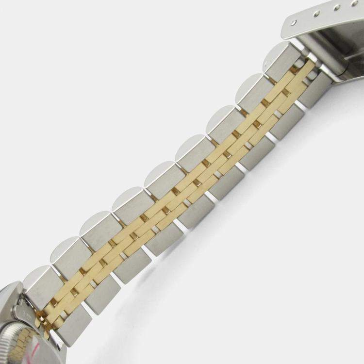 Pre Owned Rolex Datejust 69173 Automatic White 18k Yellow Gold Stainless Steel Women's Wristwatch 26 mm