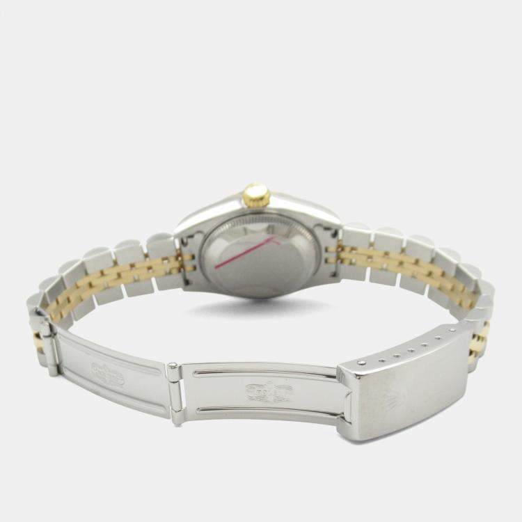 Pre Owned Rolex Datejust 69173 Automatic White 18k Yellow Gold Stainless Steel Women's Wristwatch 26 mm