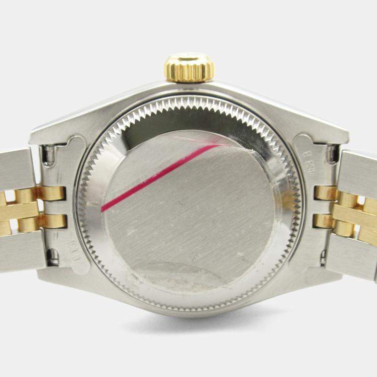 Pre Owned Rolex Datejust 69173 Automatic White 18k Yellow Gold Stainless Steel Women's Wristwatch 26 mm