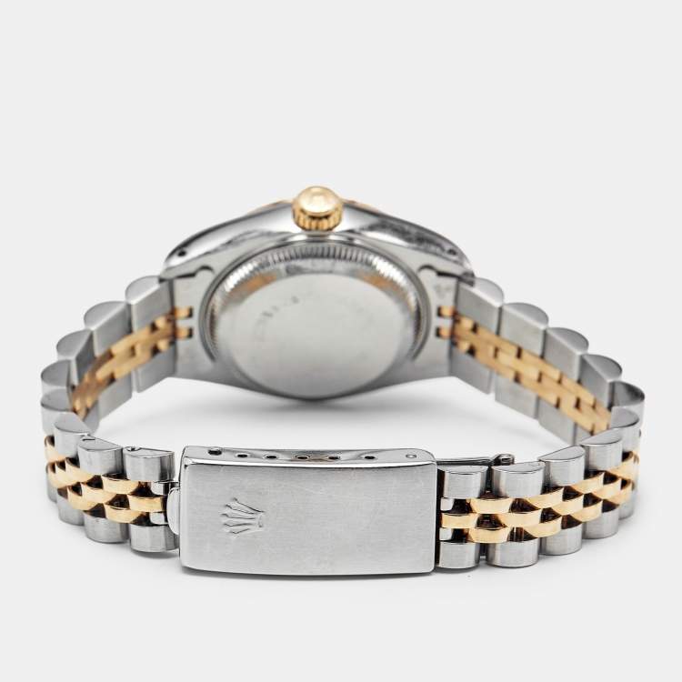 مملوكة مسبقًا Rolex Datejust 69173 Champagne Dial Diamond 18K Yellow Gold Stainless Steel Women's Wristwatch 26 mm