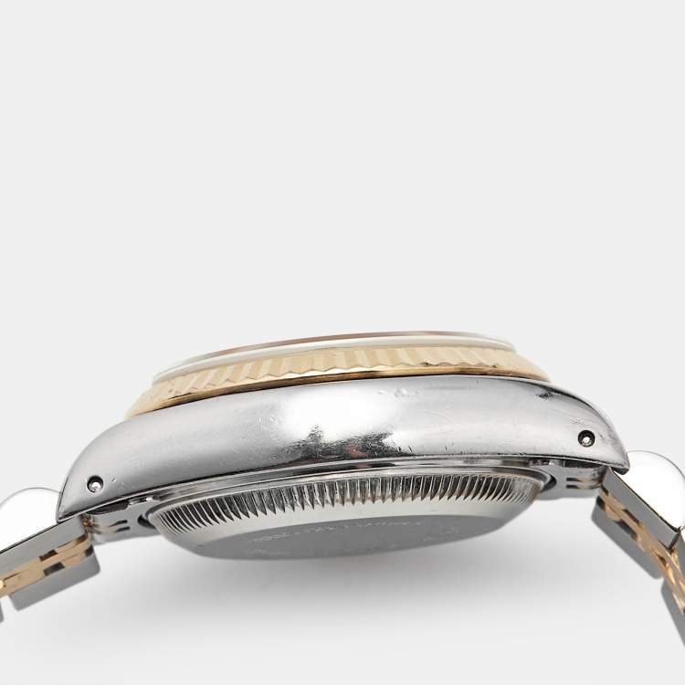 مملوكة مسبقًا Rolex Datejust 69173 Champagne Dial Diamond 18K Yellow Gold Stainless Steel Women's Wristwatch 26 mm