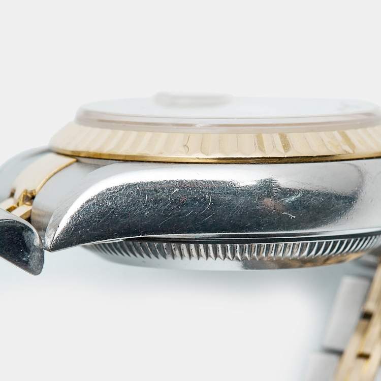 Pre Owned Rolex Datejust 69173 Champagne Dial Diamond 18K Yellow Gold Stainless Steel Women's Wristwatch 26 mm