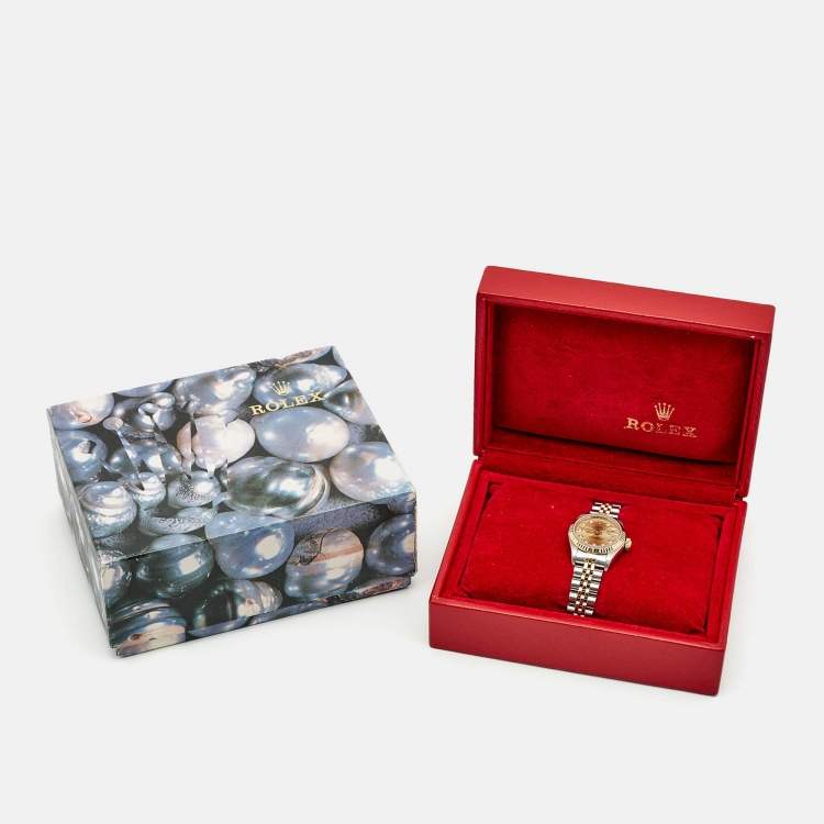 Pre Owned Rolex Datejust 69173 Champagne Dial Diamond 18K Yellow Gold Stainless Steel Women's Wristwatch 26 mm