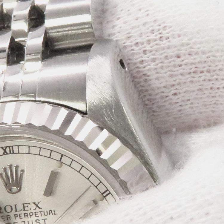 Pre Owned Rolex Datejust 69174 Automatic Silver 18k White Gold Stainless Steel Women's Wristwatch 26 mm