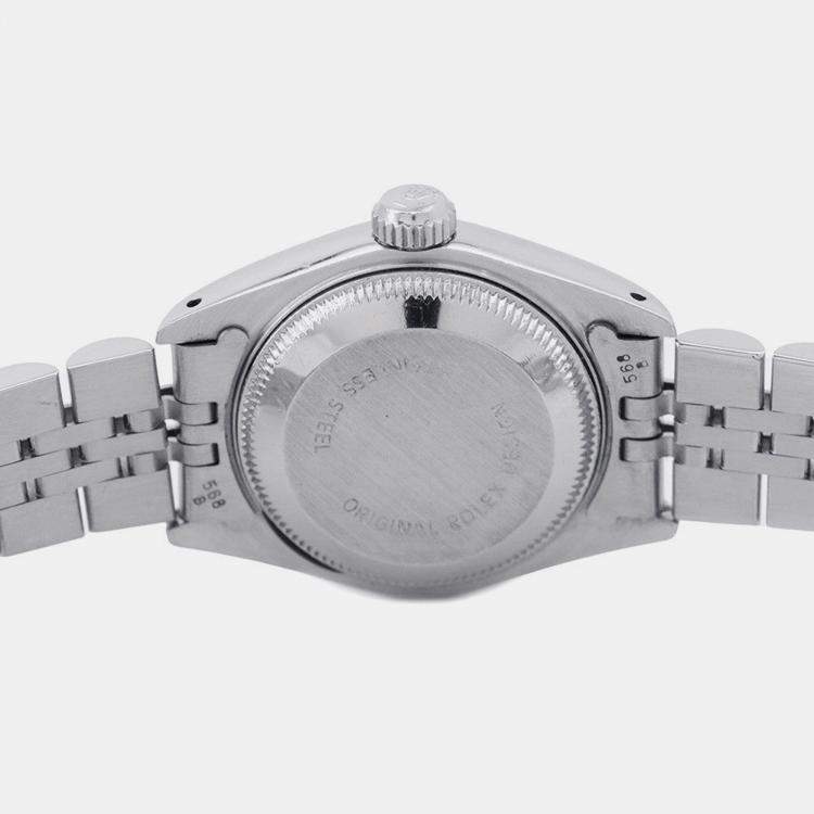 Pre Owned Rolex Datejust 69174 Automatic Silver 18k White Gold Stainless Steel Women's Wristwatch 26 mm