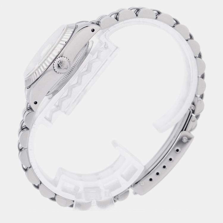 Pre Owned Rolex Datejust 69174 Automatic Silver 18k White Gold Stainless Steel Women's Wristwatch 26 mm