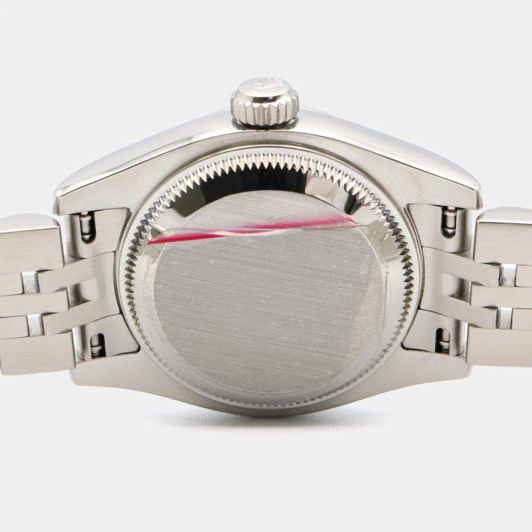 Pre Owned Rolex Datejust 179174 Automatic Silver 18k White Gold Stainless Steel Women's Wristwatch 26 mm