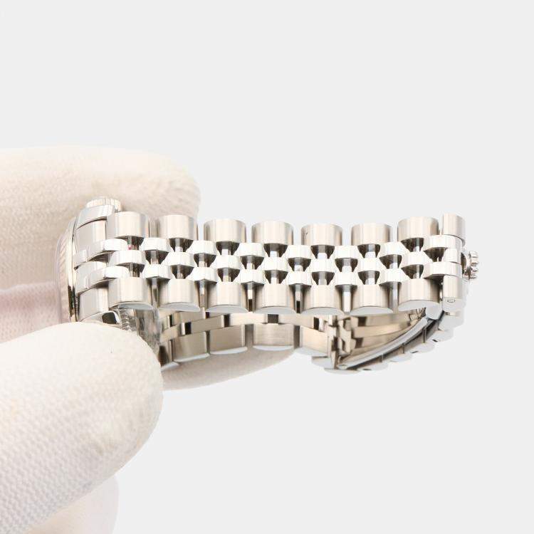 Pre Owned Rolex Datejust 179174 Automatic Silver 18k White Gold Stainless Steel Women's Wristwatch 26 mm