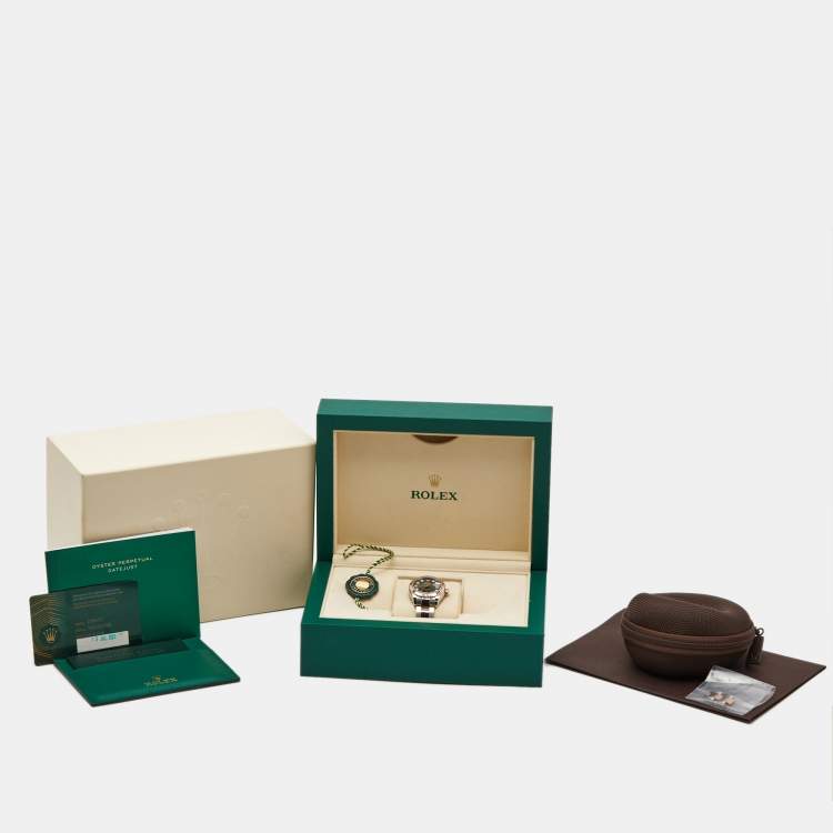 مملوكة مسبقًا ساعة يد نسائية رولكس ديت جست M279171-0008 ذهب إيفرروز عيار 18 وألماس وقرص أخضر زيتوني مقاس 28مم