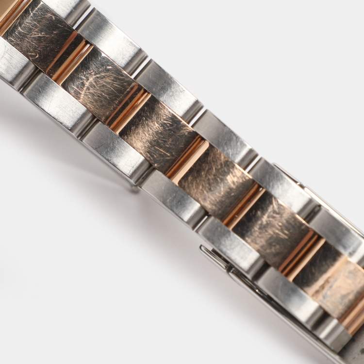 Pre Owned ساعة يد نسائية رولكس ديت جست 178241 ستانلس ستيل وذهب وردي عيار 18 ألماس صدف سوداء 31 مم