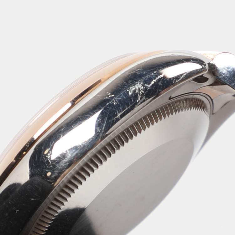 Pre Owned ساعة يد نسائية رولكس ديت جست 178241 ستانلس ستيل وذهب وردي عيار 18 ألماس صدف سوداء 31 مم