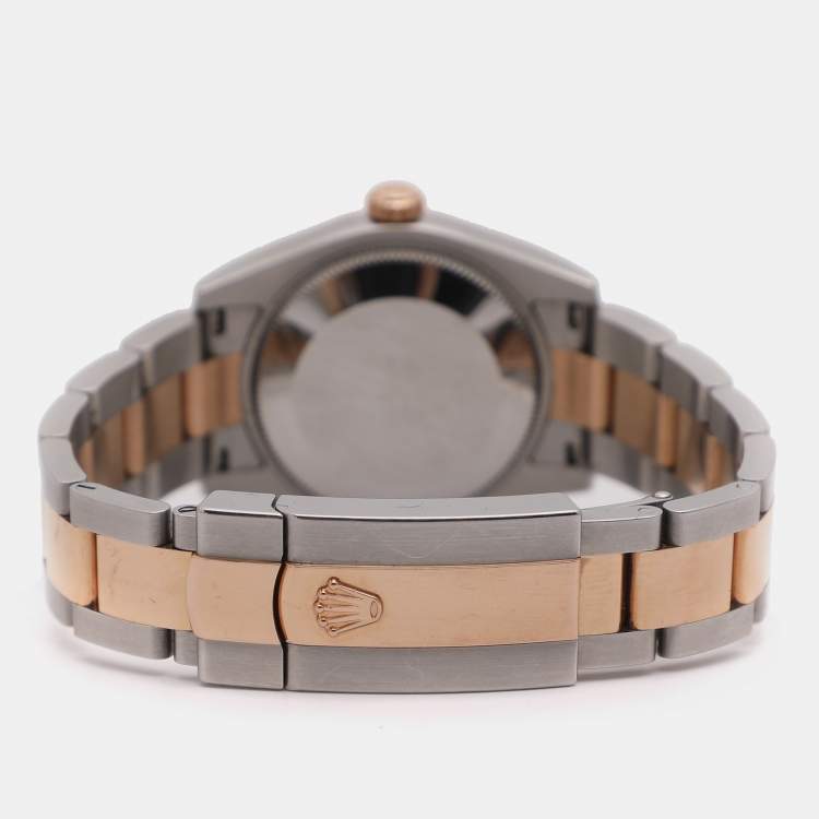 Pre Owned ساعة يد نسائية رولكس ديت جست 178241 ستانلس ستيل وذهب وردي عيار 18 ألماس صدف سوداء 31 مم