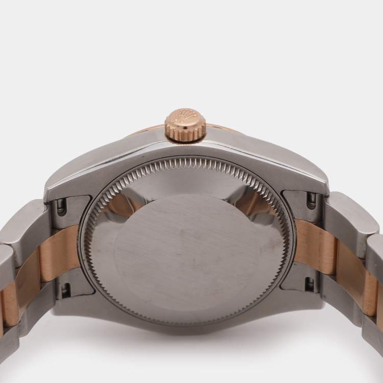 Pre Owned ساعة يد نسائية رولكس ديت جست 178241 ستانلس ستيل وذهب وردي عيار 18 ألماس صدف سوداء 31 مم