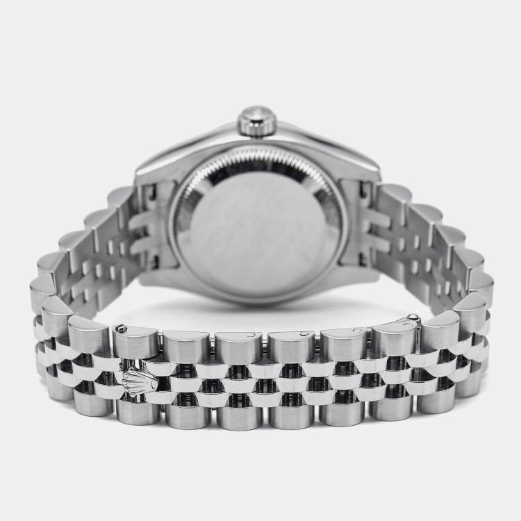 Pre Owned Rolex Datejust 179174 Silver Dial Diamond 18K White Gold Stainless Steel Women's Wristwatch 26 mm